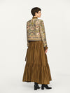 INTO THE EAST 25 Autumn/Winter Moss Green Lace-Up Silk Top/Spliced Layered Silk Skirt ITE-E1DGAW002GR20TP-LV Top